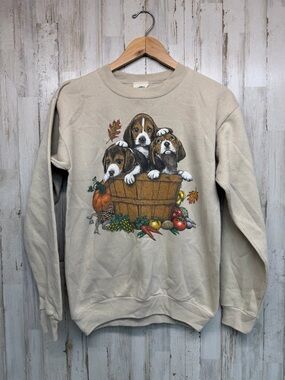 Vintage 90s Sweatshirt Puppies Sweatshirt Cotton Grove Beagle Size S Made in USA